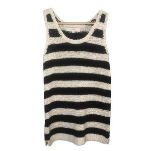 LOFT striped Black and Cream knit tank top